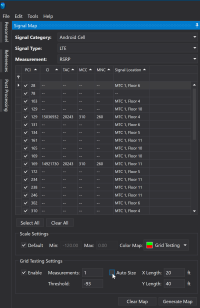 Grid Testing Settings