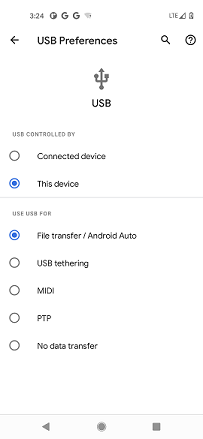 USB Preferences